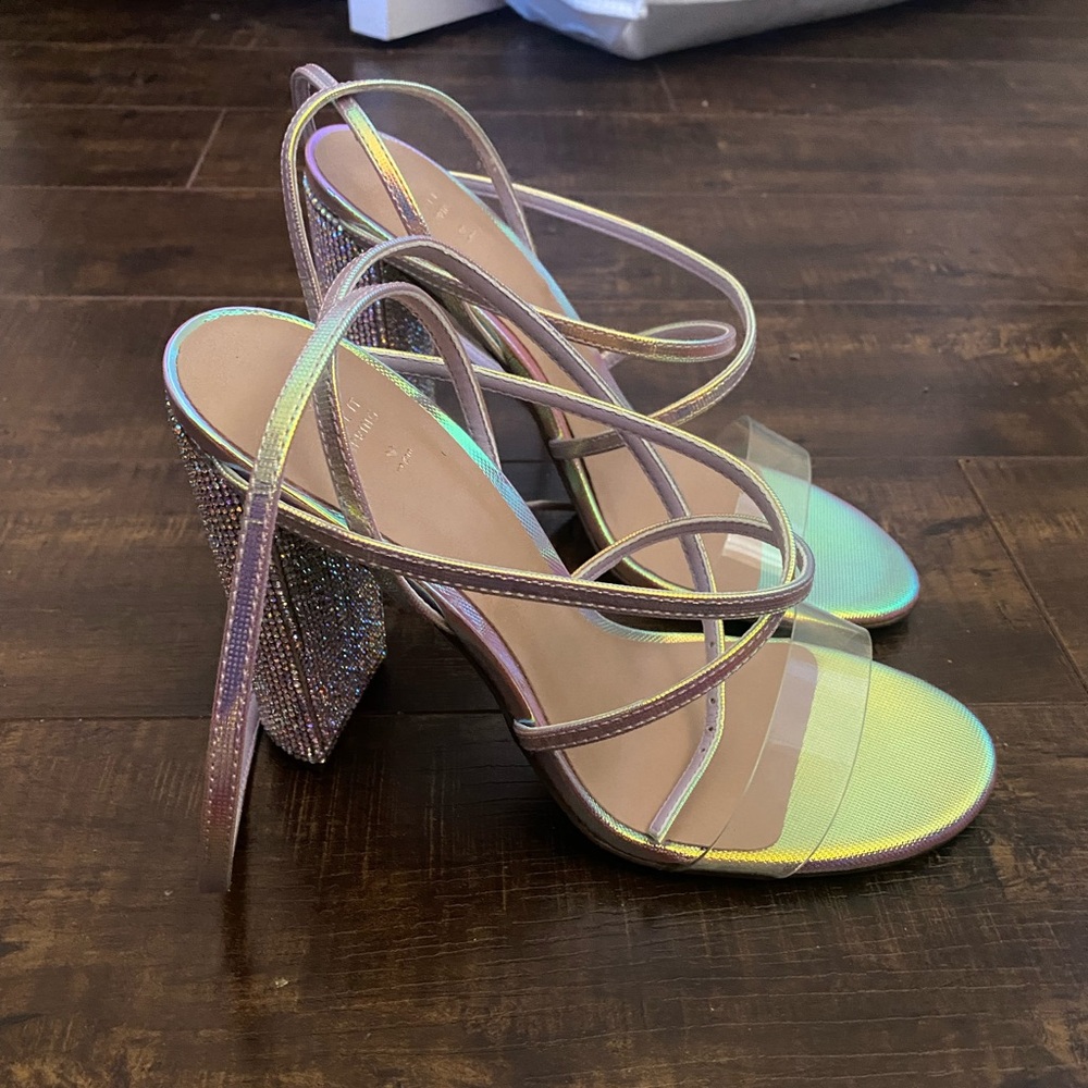 Iridescent sandals heels